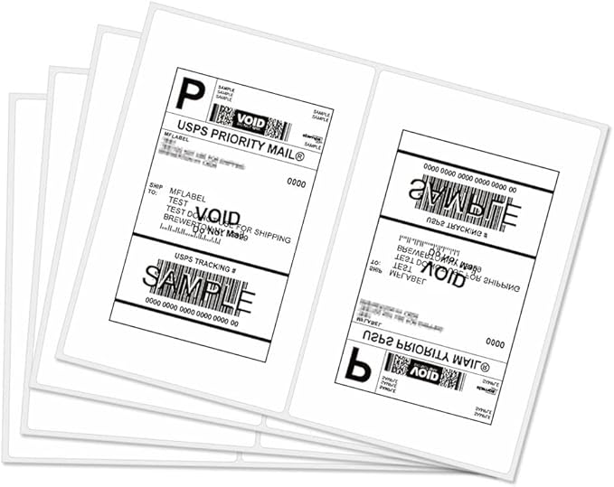 MFLABEL® Round Conrner Half Sheet Shipping Labels 2-UP Click-n-Ship Mailing Postage Labels(2000Labels)