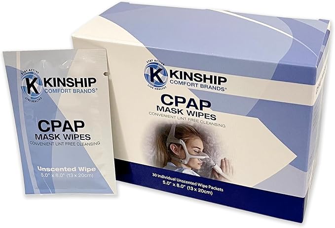 CPAP Mask Cleaning Wipes Unscented and Lint Free Cleanser to Clean Filters, Tubes and Machines, Individually Wrapped Towelettes, Pack of 30