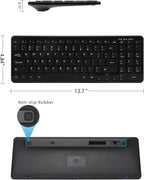 Wireless Bluetooth Keyboard, Universal Multi-Device Keyboard with Number Pad and Media Hotkeys, USB + Dual BT Connection, Ergonomic Design Slim for Windows Computer/Laptop/Tablet