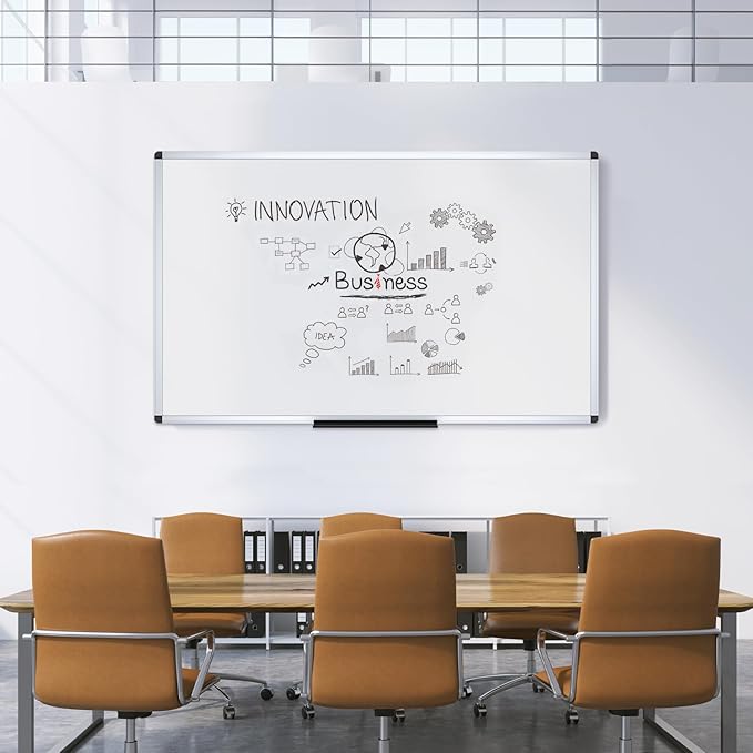 VIZ-PRO Dry Erase Board/Whiteboard, 60 x 48 Inches, Wall Mounted Board for School Office and Home 5' x 4'