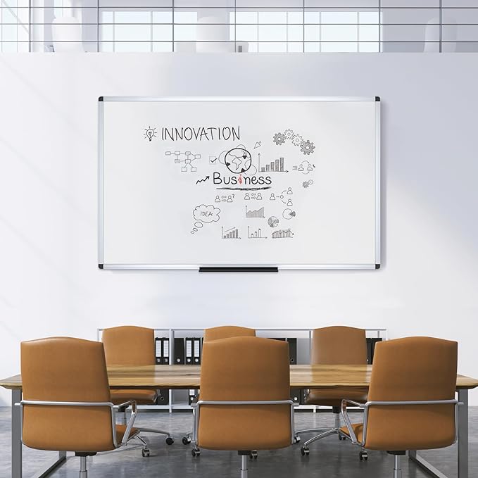 VIZ-PRO Dry Erase Board/Whiteboard, 96 x 48 Inches, Wall Mounted Board for School Office and Home 8' x 4'