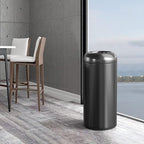 BEAMNOVA 16.5 Gallon Trash Can Black Open Top Outdoor Indoor Commercial Stainless Steel Industrial Waste Basket Container, Metallic Black Large Garbage Enclosure with Lid