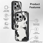 MOSNOVO Case for iPhone 15 Pro, [10ft 4X Military-Grade Drop Protection] Durable & Shockproof Phone Case Cover Design for iPhone 15 Pro - Black White Tulips - Clear Black