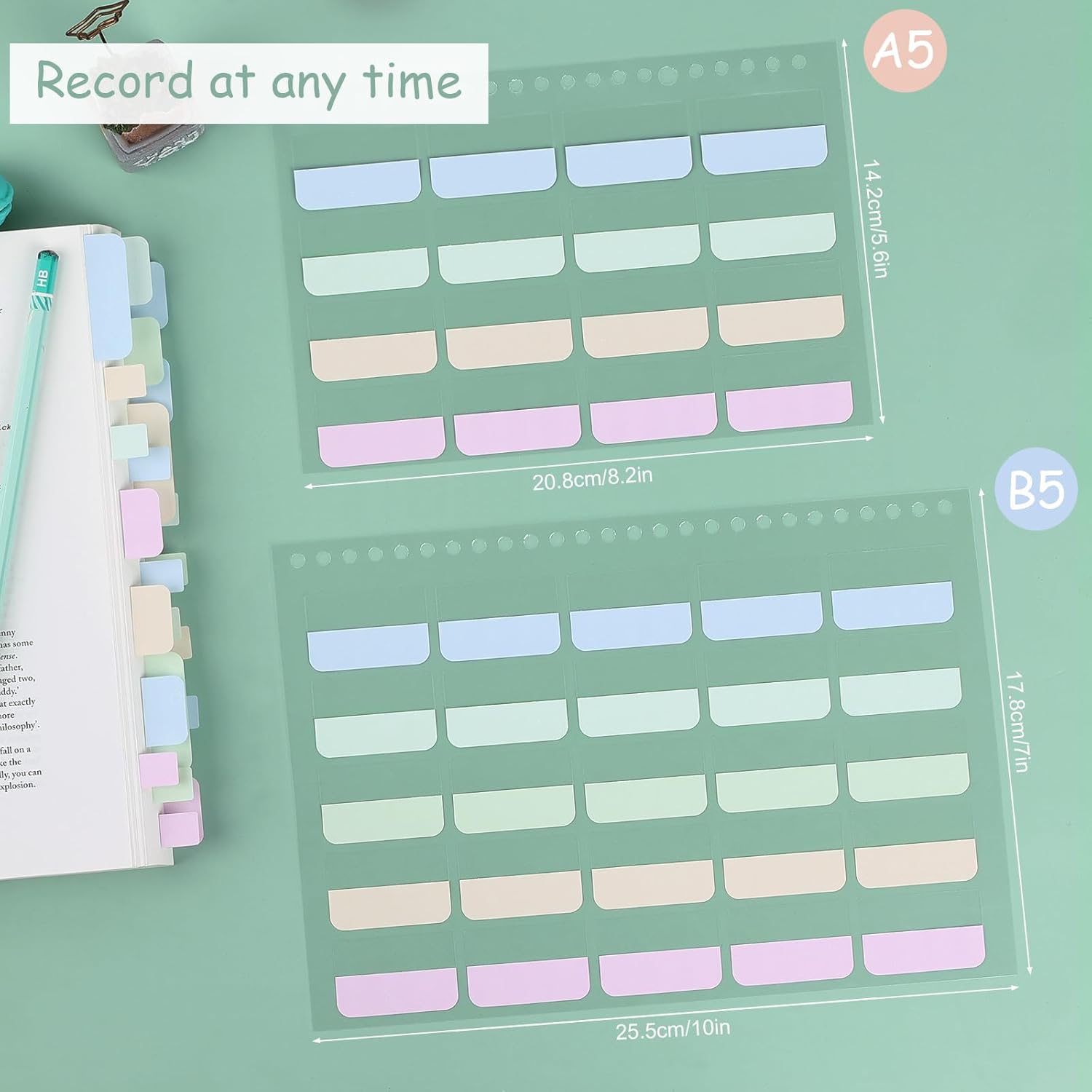 316 PCS Index Tabs, 10 Sheets, 3 Sizes Divider Tabs Stickers, Self Adhesive Book Tabs, Page Marker Bookmark, Writable Tab Flags