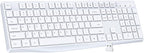 Lovaky Wireless Keyboard, 2.4G Ergonomic Wireless Computer Keyboard, Enlarged Indicator Light, Full Size PC Keyboard with Numeric Keypad for Laptop, Desktop, Surface, Chromebook, Notebook, Snow White