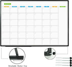 JILoffice Large Dry Erase Calendar Whiteboard - Magnetic White Board Calendar Monthly 60 X 40 Inch, Black Aluminum Frame Wall Mounted Board for Office Home and School