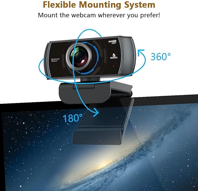 NexiGo N980P 1080P 60FPS Webcam with Microphone and Software Control, USB Computer Camera, Built-in Dual Noise Reduction Mics, 120° Wide-Angle for Zoom/Skype/FaceTime/Teams, PC Mac Laptop Desktop