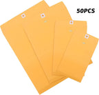 Frienda 4 Sizes Clasp Envelopes Kraft Paper Catalog Clasp Envelope with Closure for Filing, Storing or Mailing Documents, 50 Pieces(5 x7 In, 6 x 9 In, 9 x 12 In, 10 x 13 In,Yellow)