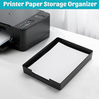 Letter-Size Tray Desk Letter Tray Paper Tray, Sturdy Heavy-Duty Plastic Printer Paper Tray, Single-Tier Stackable File Storage Organizer for Office Home (2, Black)