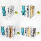 Vertical File Holder, 2 Pack Plastic Document Organizer and Clear Magazine Holder, Multi-purpose for Home Office (Clear)