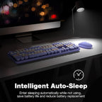 Wireless Keyboard and Mouse Combo, 104 Keys Full-Sized Typewriter Keyboards, 2.4 GHz USB Receiver Plug and Play, for Windows, PC, Laptop, Desktop (Purple Colorful)