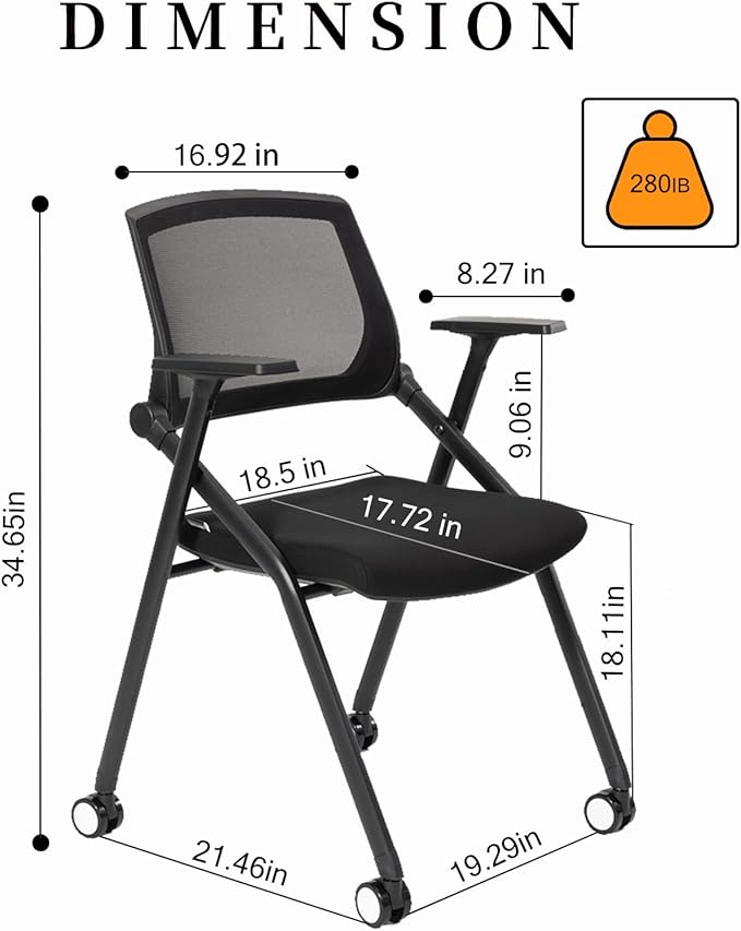 12 Pack Executive Office Chairs with Caster Adjustable Armrest Ergonomic Mid-Back Breathable Mesh Foldable Conference Reception Chair Set for Home School Waiting Room
