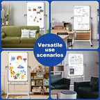 XBoard Whiteboard Mobile, 44x30inch Double Sided Magnetic Dry Erase Board on Wheels, Magnetic Portable Easel with Stand