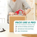 KAMOTA Packing Tape, 12 Rolls Heavy Duty Clear Packaging Tape for Shipping Packaging Moving Sealing, 2 inches Wide, 65 Yards Per Roll, Total 780 Yards with 2 Dispensers