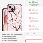 MOSNOVO Magnetic Case for iPhone 15, 10ft Military-Grade Protection, Compatible with Magsafe, Shockproof Phone Case for iPhone 15 - Cherry Blossom - Clear Black