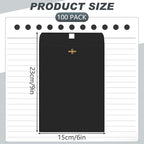 Geyee 100 Pcs Clasp Manilla Envelopes 6 x 9 Inch Gummed Colored Envelopes for Storing or Mailing for Home Office Business Supplies(Black)