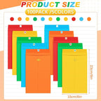 Geyee 100 Pcs Clasp Manilla Envelopes 6 x 9 Inch Gummed Colored Envelopes for Storing or Mailing for Home Office Business Supplies(Multicolor)
