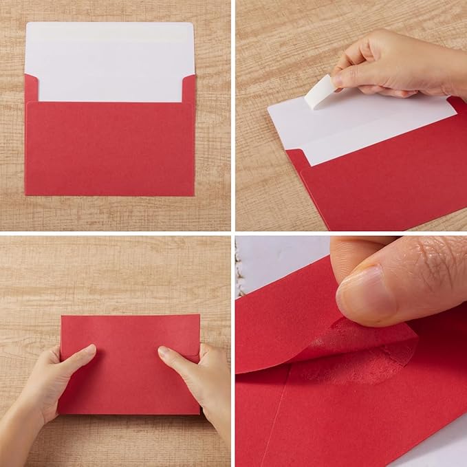50 Pieces Christmas Envelopes Metallic Color Self Seal Envelopes for Greeting Cards, Invitations, Postcards (Christmas Green/Red, 5x7)