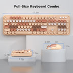 MOFII Wireless Computer Keyboard and Mouse Combo, Typewriter Full Size Keyboard with Number Pad and 2 in 1 USB Connected Mouse for PC Computer Laptop Desktop Windows (Milk Tea)