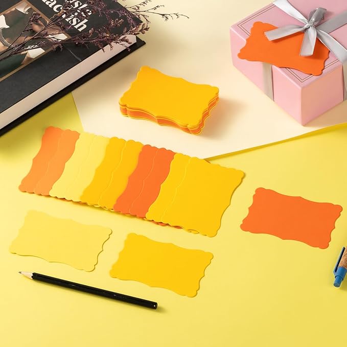 120 Pieces Small Mini Business Cards Vintage Assorted Colors Blank Note Gift for Business Cards, Gift (5 Yellow)