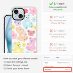 MOSNOVO Case for iPhone 15, [Buffertech 6.6ft Military-Grade Drop Protection] [Anti Peel Off Tech] Clear TPU Bumper Phone Case Cover Design - Cute Teddy Bear