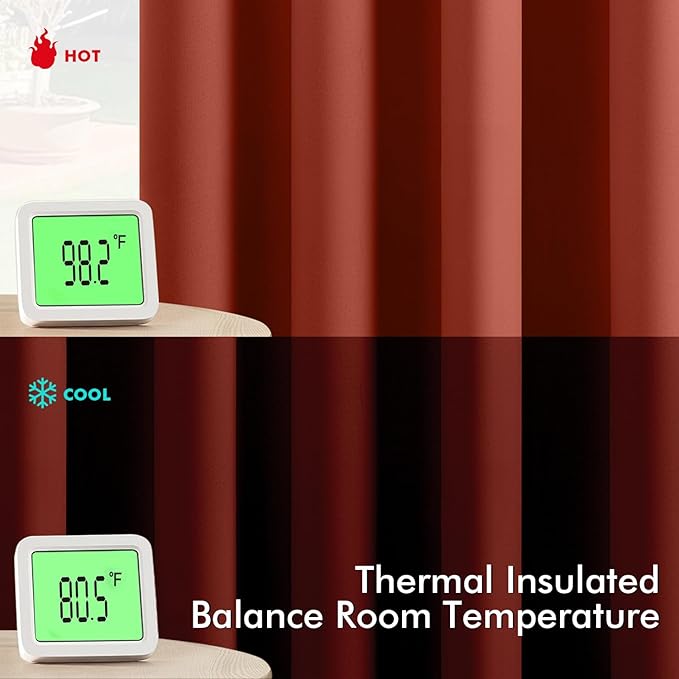 MIULEE Burnt Orange Blackout Curtains for Bedroom Living Room 96 Inches Long 2 Panels, Thermal Insulated Room Darkening Drapes Solid Grommet Top Noise Reduction Terracotta Rust Fall Window Treatments