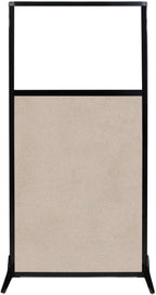 Versare Office Workstation Screen | Portable Wall Divider | Modern Cubicle | Freestanding Privacy Screen | Flexible Work Space | 1 Panel | 33" Wide x 70" Tall Beige SoundSorb Panels with Window