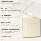 Pland Studio 90-Day Planner Journal – Undated Daily Goal Organizer in Alabaster Linen | Gratitude Journal, Habit Tracker, Vision Board, and Reflection Pages for Mindful Planning