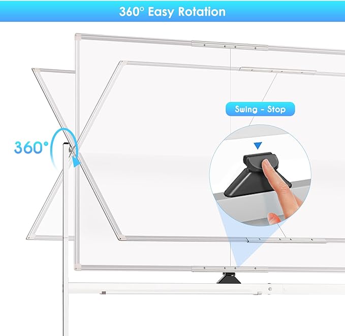 maxtek Rolling Whiteboard, 48x36 Large Magnetic White Board with Stands, Big Double-Sided White Board Dry Erase on Wheels for Homeschool, Home Office, Office, School (Silver, 48 x 36)