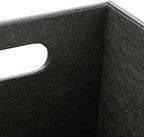 KINGFOM Classic Pu Leather Trash Can Wastebasket, Garbage Container Bin with Handles for Bathrooms, Powder Rooms, Kitchens, Home, Office and and High Class Hotel Square Black