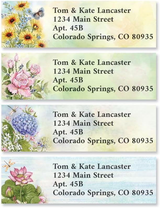 Colorful Images Nature’s Grace Floral Return Address Mailing Labels, Personalize with Name & Address, Set of 240 Self Adhesive, Easy Peel Flat Label Sheets, Small, 12 Designs