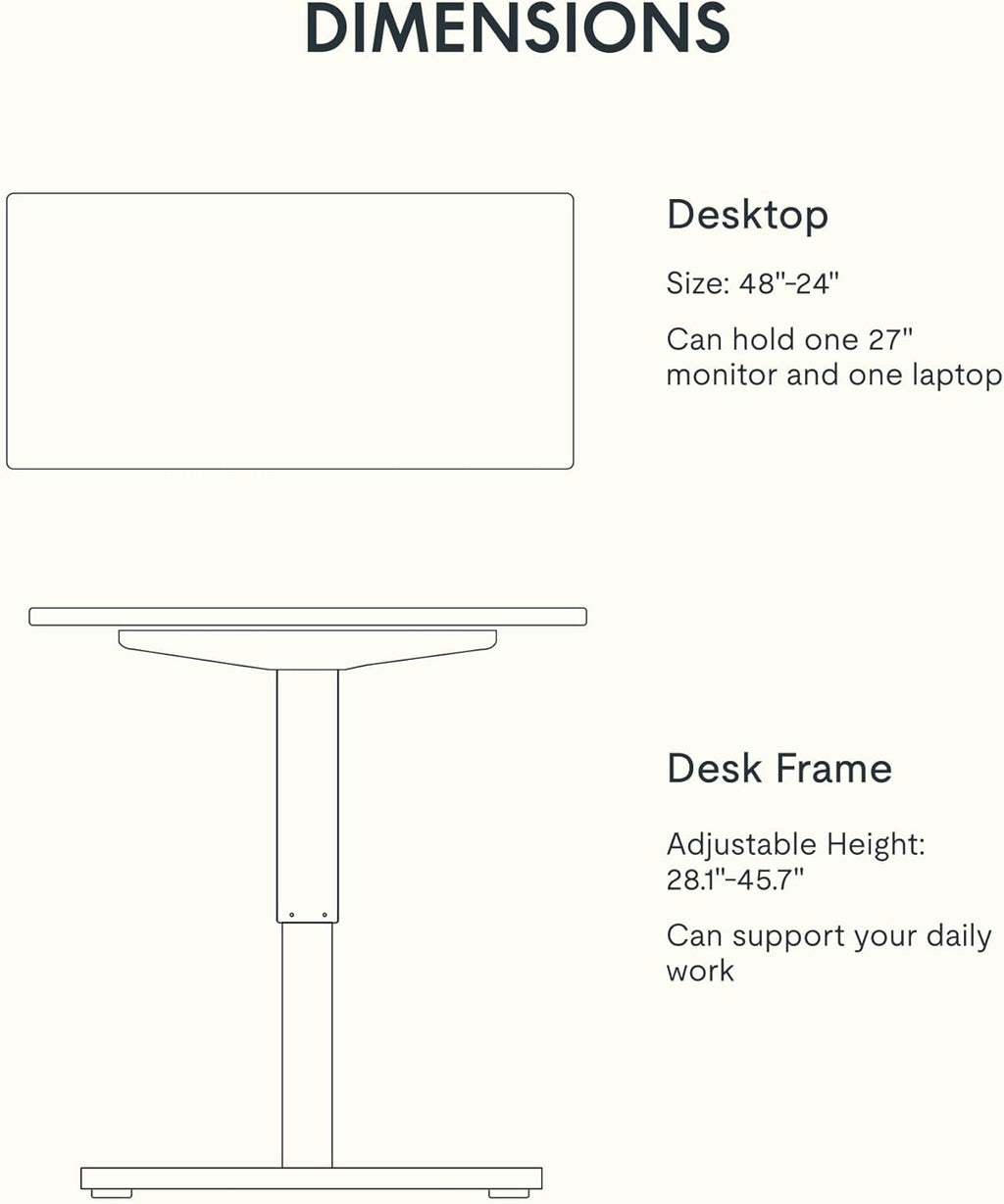 FLEXISPOT EN1 Whole-Piece Standing Desk, 48 x 24 Inches ElectricHeight Adjustable Desk for Home Office (Black Frame + Mahogany Top, 2 Packages)