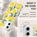 MOSNOVO Case for iPhone 16 Plus, [Buffertech 6.6ft Military-Grade Drop Protection] [Anti Peel Off Tech] Clear TPU Bumper Phone Case Cover Design - Lemon