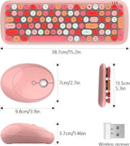 MOFII Wireless Keyboard and Mouse Combo, 2.4GHz Retro Typewriter Keyboard and Cute Mouse for Computer PC Desktops Laptop Windows(Pink Mix)