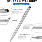 15 Pack Stylus Pens for Touch Screens Stylus Pen Compatible with Phone Tablets Kindle and Black Ink Ballpoint Pens-2 in 1 Stylists pens for Touch Screens (Silver)