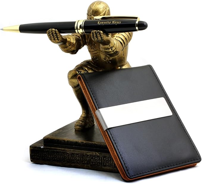 Free Engraving - Personalized Groomsmen Gift, Roller Ballpen, Ballpoint pen, Ball pen, Refillable Pen, Refill pen, Leather Money Clips, Card Holder, Three Lines Each 30 Characters