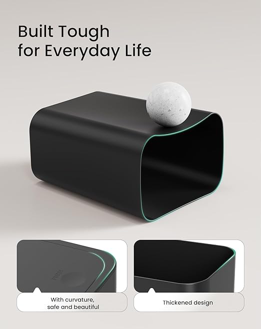 Cesun Bathroom Trash Can with Lid, 2 Pack 2.6 Gallon Small Black Garbage Can, Press Top Lid Trash Bin, Dog Proof Trash Cans Plastic Waste Basket for Bedroom Toilet Office