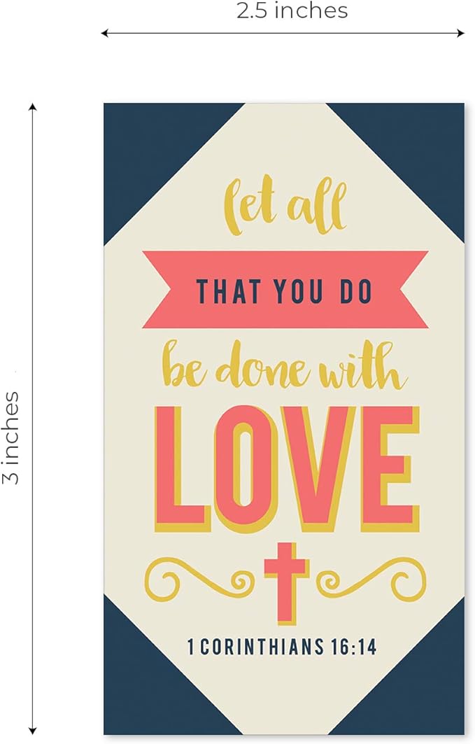 Canopy Street Religious Motivational Quote Cards / 2" x 3.5" Flat Business Card Size / 50 Positivity Cards / 25 Uplifting Christian Designs