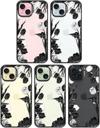 MOSNOVO Case for iPhone 15 Plus, [10ft 4X Military-Grade Drop Protection] Durable & Shockproof Phone Case Cover Design for iPhone 15 Plus / 14 Plus - Black White Tulips - Clear Black