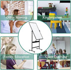 48" x 24" Magnetic Mobile Whiteboard - 360° Reversible Double-Sided Dry Erase Board with Wheels, Portable Standing Whiteboard Easel for Office & Classroom - Includes 6 Markers + 1 Eraser