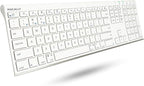 Macally Wireless Bluetooth Keyboard for Mac - Compatible Apple Keyboard or MacBook Pro/Air, iMac - Multi-Device, Up to 3 Devices with 110 Keys, 20 Shortcuts, Numeric Keypad, and Rechargeable - White