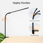 Lepro Clip on Desk Lamp LED Reading light Dimmable USB Small Clamp Lamp with 3 Color Modes 10 Brightness, Adjustable Flexible Gooseneck Table Light for Bed Headboard, Nail, Home Office,Computer(Black)