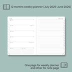 POPRUN Planner 2025-2026 Weekly Notebook (Medium 6.5''x 8.5'') Academic Calendar (JUL.25 - JUN.26) Appointment Book with Monthly Tabs, Leather Soft Cover, Inner Pocket, 100 GSM - Lilac
