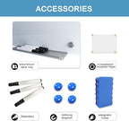 Magnetic Glass Writeboard 40"x60" Premium Tempered Dry Erase Boards Wall Mounted Frameless Whiteboard Bulletin Message Boards (White)