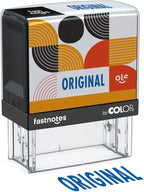 Fastnotes Original Self-Inking Rubber Stamp by COLOP - Great for Office Documents, Notary, Warehouse, Accounting Paperwork, Business, and Legal Documentation - Blue Ink (Original- Blue)