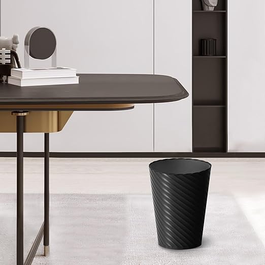 Bathroom Trash Can, 8 Pack 1.8 Gallons Small Trash Can with Trash Bags, Bathroom Garbage Can, Plastic Trash Bin, Round Waste Basket for Living Room, Bedroom, Office, Kitchen, Compact Space (Black)