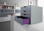 Durable VARICOLOR 4 Lockable Drawer Unit - Gray Desktop Filing Drawer Set with 4 Color Coded Draws - Letter Size Files - Top Draw is Lockable - Perfect for Storing Documents and Paper Work