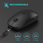 Type C Wireless Mouse，Vssoplor USB C Rechargeable Portable Quiet Mouse USB and Type C Receiver Dual Mode Laptop Mouse for PC, Laptop, MacBook, Tablet-Black
