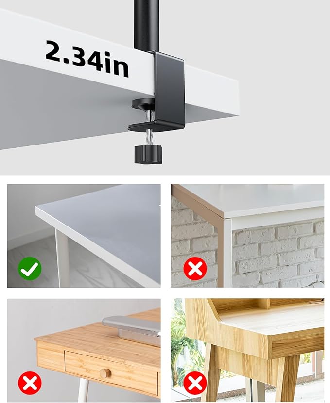 Weilisi 10.2" Desk Ring Light with Stand for Video Call, Ring Light for Desk with Clamp, 360° Rotate & Flexible Height Desk Light, Adjust Arm Desk Lamp for Home Office, Podcast, Gaming, Recording