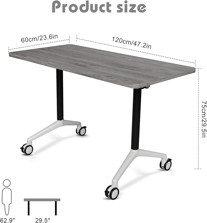 Conference Room Table with Flip-Top Design for Dynamic Meetings, Business Table Computer Desk with Heavy-Duty Frame,Foldable Seminar Meeting Tables for Home Office (4, B, 47.2IN)